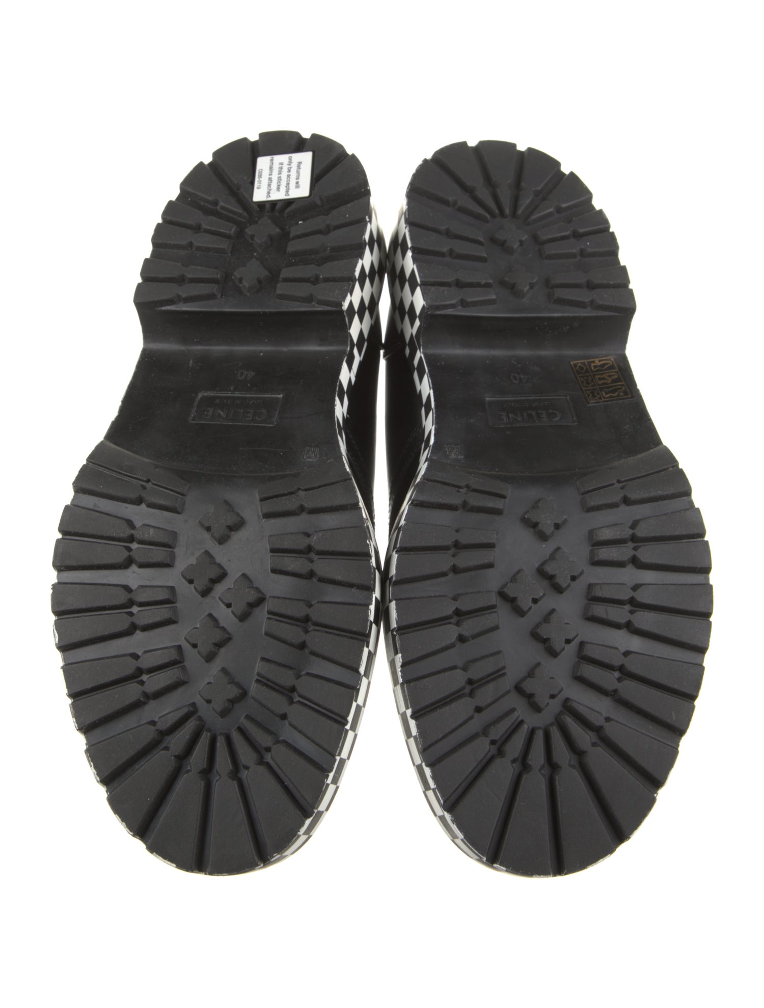 Celine Leather Plaid Print Derby Shoes